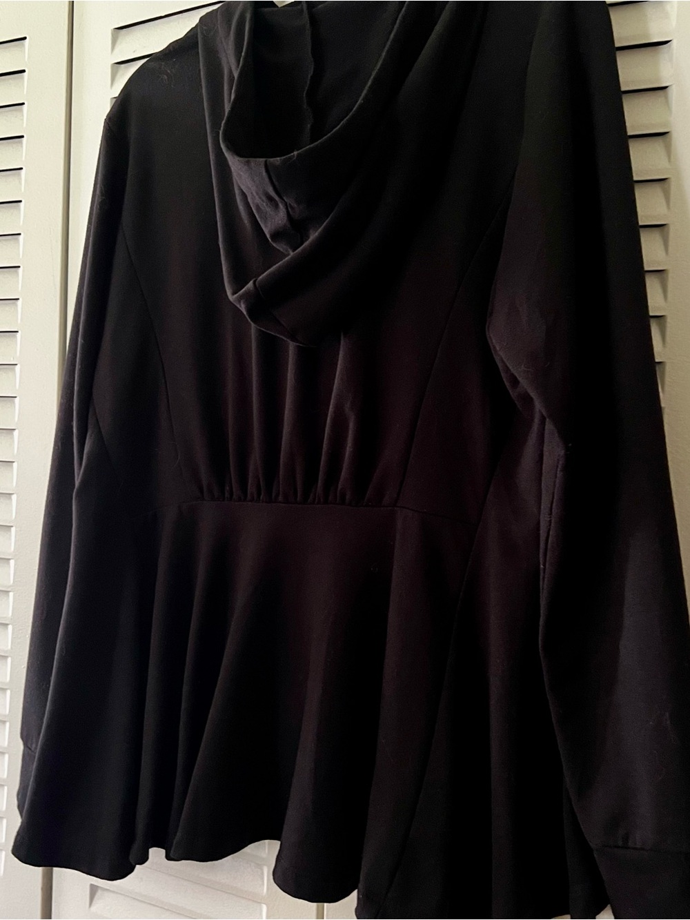 LOGO Black Hooded Women's zip up - pleated back detailing